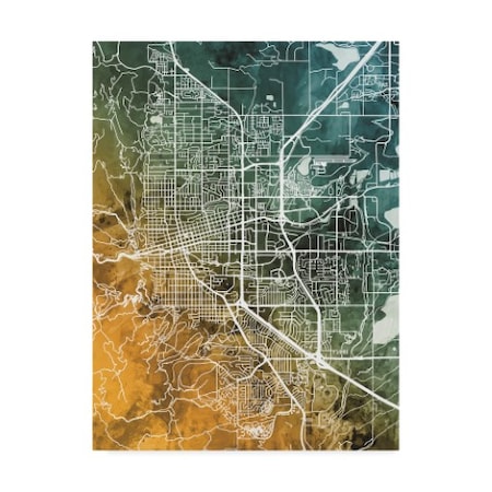 Michael Tompsett 'Boulder Colorado City Map Teal Orange' Canvas Art,24x32